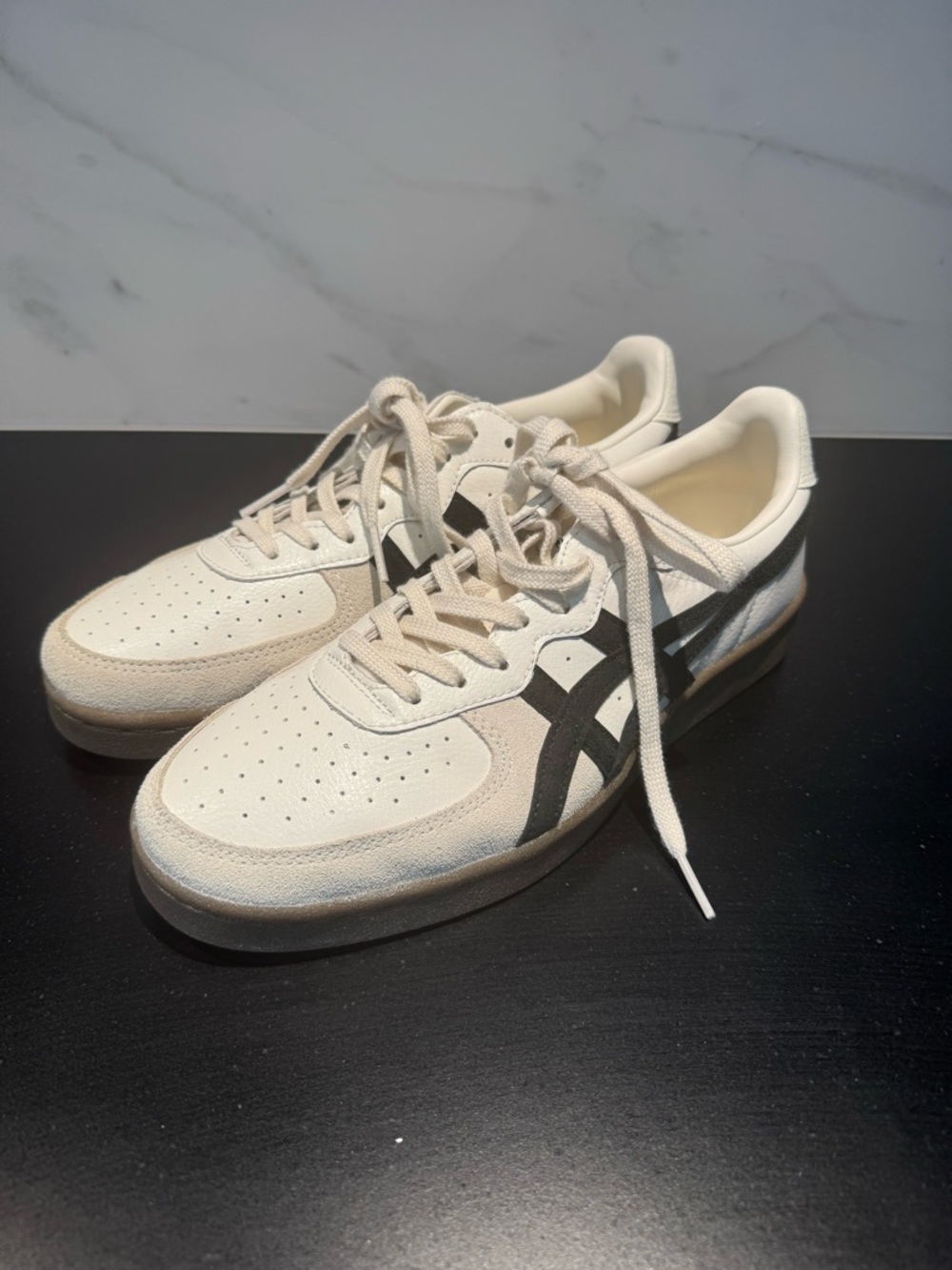 Onitsuka Tiger by Asics Cream and Black Low-Top Sneakers